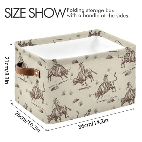 Image of Aslsiy Storage Basket Bull Rodeo Cowboy Nursery Bins Baby Box Canvas Clothes Shelf Basket Laundry Hamper 1 Pcs