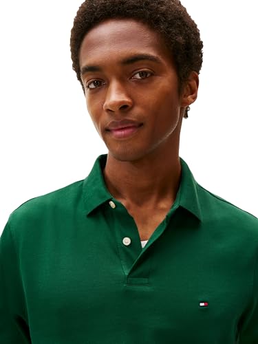 Tommy Hilfiger Herren Poloshirts Langarm in Regular Fit mit Stretch und Bio-Piqué-Baumwolle, Ornamentgrün, Mittel – Ansicht 2