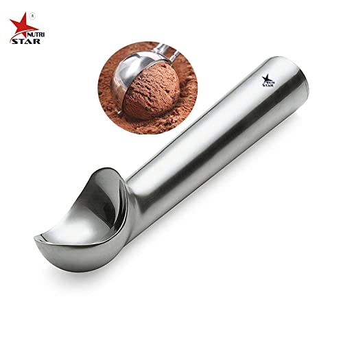 Image of Nutristar Stainless Steel Ice Cream Scoop, Ice Cream Serving Spoon Scooper, Length 8 Inches, Width 1.5 Inches, Height 1 Inches