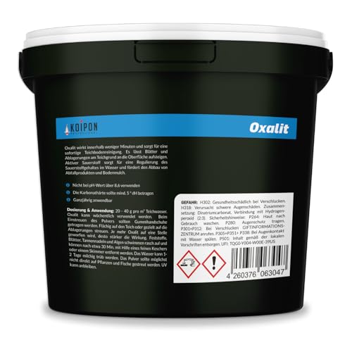 KOIPON Oxalit 5 kg Teichschlammentferner zur Teich Reinigung von Laub, Teich Schlamm und Ablagerungen wirkt innerhalb weniger Minuten mit Sauerstoff