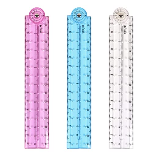 Règles Pliables 30Cm,3 pièces Règle Géométrique Règle Pliante Transparente Papeterie Scolaire Transparente et Flexible pour Les Bureaux Des Enfants Des écoliers