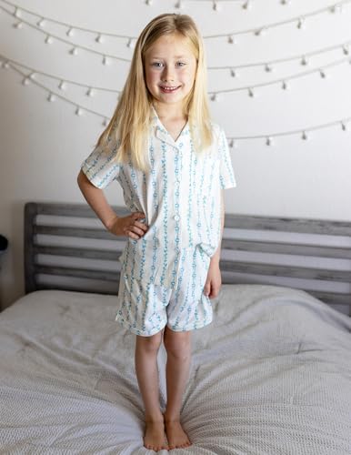 Image of Arshiner Girls Pajamas Sets Short Sleeve Kids Pjs Button Down Sleepwear | Cute Printed Pajamas for Little & Big Girl, Lightweight Comfy Fabric, 2-Piece Outfits, Perfect for Lounge Pajamas Party