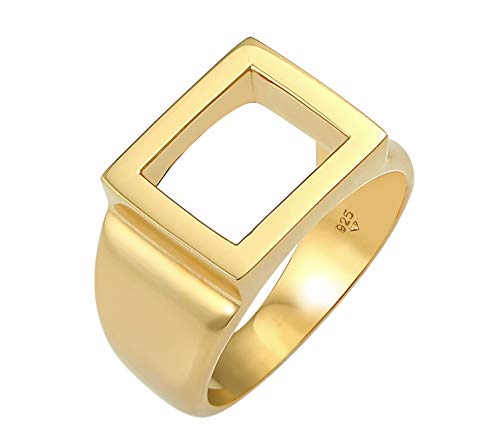 Bague en argent 925 massif Kuzzoi chevalière homme dorée large 13 mm pour un style affirmé
