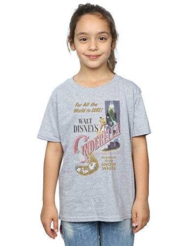 Disney Princess Girls Cinderella Retro Poster T-Shirt 12-13 Years Sport Grey