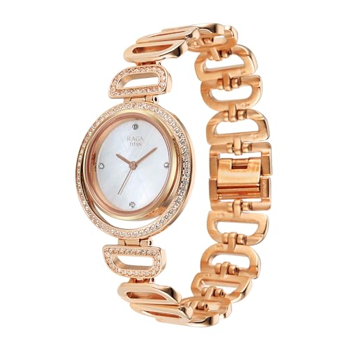 Image of Titan Raga Glimmers Quartz White Round Dial Women's Analog Watch - 95329WM01F