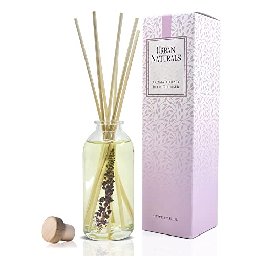 Urban Naturals Lilac Blossoms Reed Diffuser Set | Made with Essential Oils & Real Botanicals | Lily of The Valley, Violets & Lilac | Made in the USA