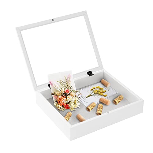 Image of Muzilife 11x14 Shadow Box Picture Frame - 2.16 inch Interior Deep Wood & Glass Display Case Ready to Hang Memory Box Baby Sports Memorabilia, Wedding, Tickets, and Photos (White)