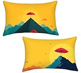 Funda Cojin 40x60 Juego de 2 Cojines Sofa Exterior Jardin Naranja Cojines Exterior Impermeable Lino Funda Almohada para Dormitorio Jardín Balcón Sofá Cama Camping, Home Decoration, Paraguas x-121