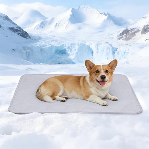 ZAKAPAWS Premium Cooling Blanket for Medium Dogs - Breathable Summer Cold Pet Throw Blanket, Q-MAX>0.5, Washable Durable Soft Cooling Cat Mat for Hot Weather, Grey,30x40