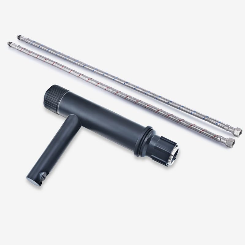 Mitigeur lavabo rétro robinet noir doré eau chaude froide cuivre - 5