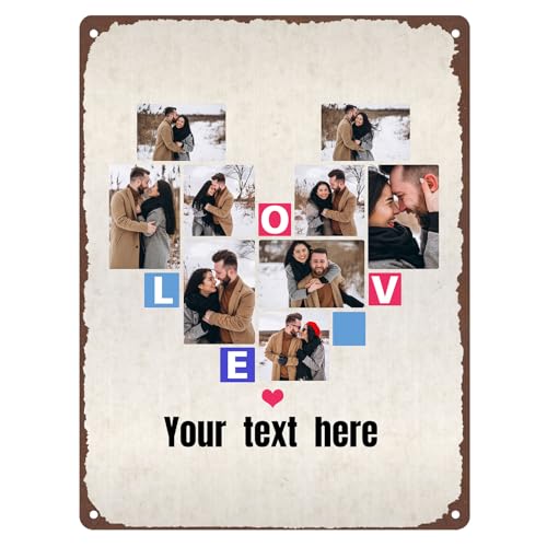 LINMQIU Individuelles Vintage-Blechschild mit Text/Namen, personalisiertes Metallschild mit Paarfoto, Heimdeko, Wandkunst, Geschenke zum Jahrestag Valentinstag LINMQIU Individuelles Vintage-Blechschild mit Text/Namen, personalisiertes Metallschild mit Paarfoto, Heimdeko, Wandkunst, Geschenke zum Jahrestag Valentinstag