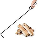 Fire Poker for Fire Pit, 40" Fire Poker, Heavy Duty Wrought Iron Fireplace Tools, One Piece Solid St