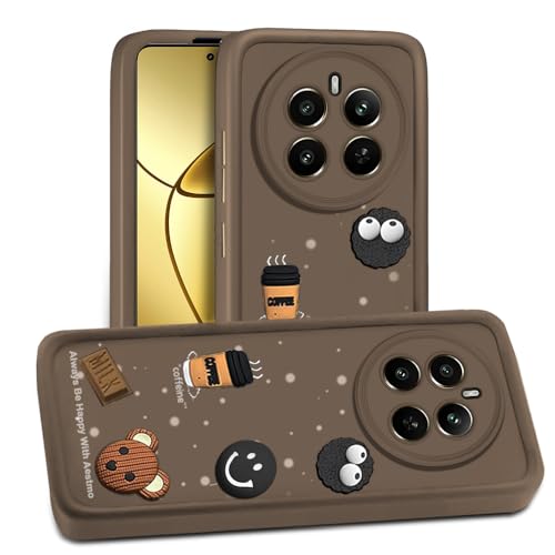 Image of AESTMO Back Case Cover for Realme 12 Plus / P1 / Narzo 70 /70 Pro 5G | Cute Fun Cartoon 3D Ball | Coffee Silicone Case | Full Body Protection | Camera Protection Back Cover (Brown)