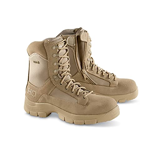 Hq Issue Men's Waterproof Classic 8" Side Zip Desert Tactical Boots, Desert, 12D (Medium) #TOP1
