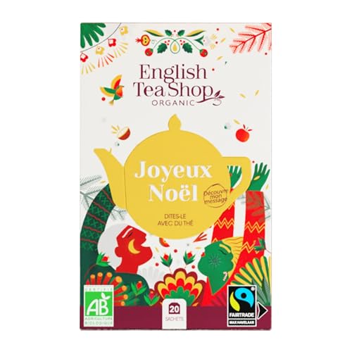 English Tea Shop - Joyeux Noël - Assortiment thés et infusions de Noël - 20 sachets de thés bio issus du commerce équitable - Idée cadeau Noël, 1 Unité (Lot de 1)