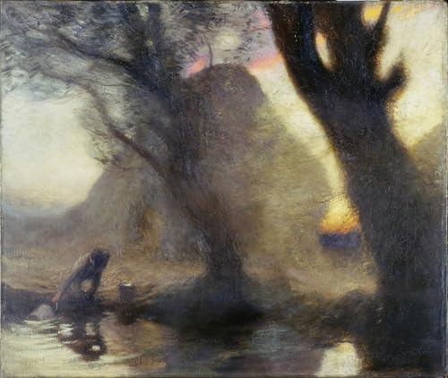 Tableau Impressions d'art Mural Crépuscule de George Clausen Toile Vintage 60x90cm