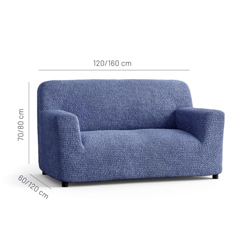 Image of Bellissima Sofa Covers -Premium Luxury Microfibra Plain Stretchable Sofa Cover 2 Seater Fully Covered Slipcover, Imported from Italy (Ash Blue)