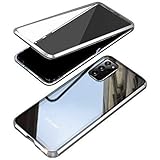 【YOUNGE】全面保護 表面強化ガラス+背面強化ガラス Galaxy Note20 Ultra ケース アルミ バンパー 透明 両面 強化ガラス 360°全面保護 Note20 Ultra カバー 磁石止め 多点吸着 マグネット磁石 ガラスバックプレート マグネット式 ワイヤレス充電対応 軽量 薄型 擦り傷防止 耐衝撃 (Galaxy Note20 Ultra, シルバー)