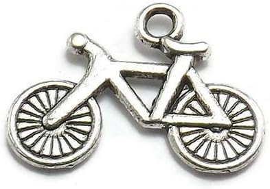 50 Bicycle Charms silver tone bike