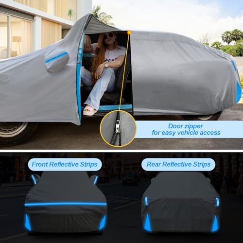 Image of Waterproof Car Cover for 1991-2025 Honda Civic Sedan /Coupe, Custom-fit All Weather Sun Rain UV Dust Snow Protection Outdoor Civic Car Cover with Door Zipper and Cotton Lining-Gray