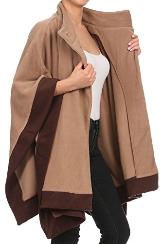 LL Womens Poncho Outer Coat Fall Winter Soft Fleece Open Front Button3