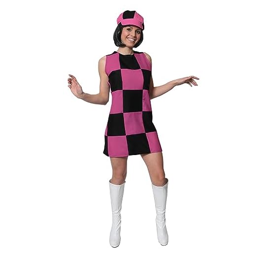 KVINNOR 60-TALS GOGO SHIFT KLÄNNING FANCY KLÄNNING 1960-talet PARTY GIRL MOD CHECKERAD KLÄNNING SVART & ROSA UK 4-6