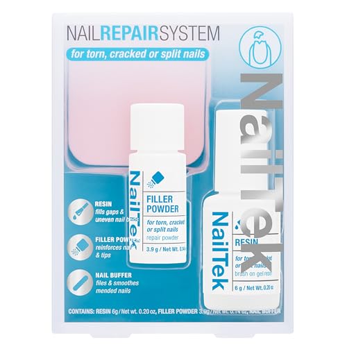 Nail Tek Nail Repair for Damaged Nails – Filler Powder & Resin Kit for Cracked or Split Nails, Strengthener and Growth Recovery, 1 Pack