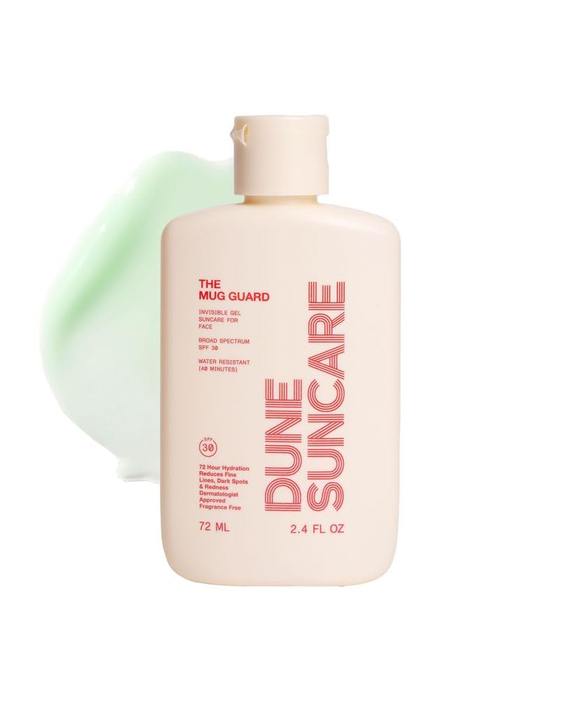 DUNE Mug Guard SPF 30 Face Sunscreen, Fragrance Free Daily UV Protection | Helps keep skin hydrated for up to 72 hours hydration with a lightweight, non-greasy daily face moisturizer. 2.4 Fl Oz