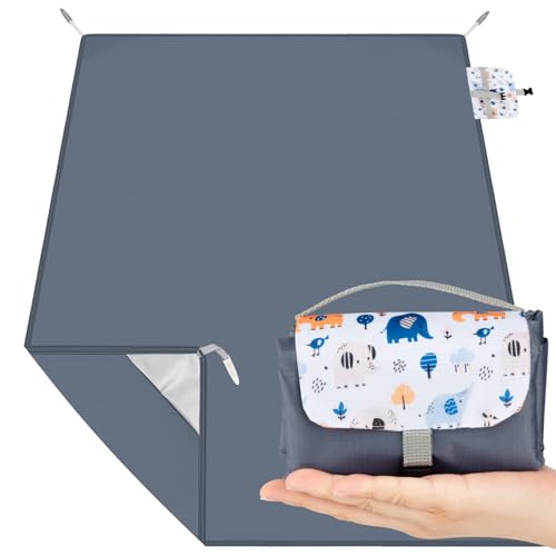 Kiiwah Picknickdecke Outdoor 200 x 150 cm Faltbar Picnic Blanket Waterproof Leicht und Tragbar Stranddecke Decke Wasserdicht für Familien und Freunde Beim Camping Picknicken und Reisen