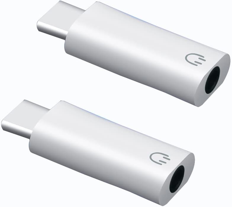 rgzhihuifz USB C to 3.5mm Audio Headphone Jack Adapter Type C Aux DAC Earphone Stereo Mic HiFi Right Angle Dongle Compatible with iPad Mini 6 iPad Pro Air 4 2021, Samsung S21 Ultra S20 Tab S7 2 Pack