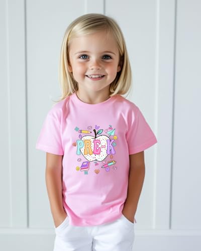 Image of First Day of Preschool Shirt Pre K Shirts for Girls Boys Toddler Kids 1st Day of Kindergarten Gift Cotton Tee 2T-7Y