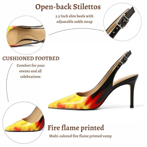 Image of YODEKS Women's Slingback Heels Pointy Toe Buckle Strap Pump Sandals Close Toe Stiletto High Heel Pumps Wedding Bridal Party Prom Shoes