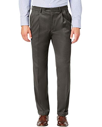 LAUREN RALPH LAUREN Men's Classic-Fit UltraFlex Stretch Micro-Twill Pleated Dress Pants (Grey, 32W x 32L)