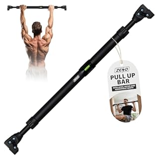 ZENO Pull Up Bar | Pull Up Bar Doorway 72-102CM | Door Pull Up Bars for Push Ups, Chin Ups, Press Ups, Stretching | Heavy Duty & Adjustable | Easy To Install | Soft Comfortable Grip | Black
