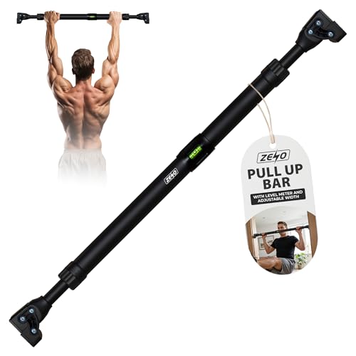 ZENO Pull Up Bar | Pull Up Bar Doorway 72-102CM | Door Pull Up Bars for Push Ups, Chin Ups, Press Ups, Stretching | Heavy Duty & Adjustable | Easy To Install | Soft Comfortable Grip | Black