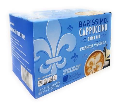French Vanilla Cappuccino Coffee Drink Mix, K-Cup Compatible, 12 Single Serve Cups 6.35 oz/180g (Pack of 1)