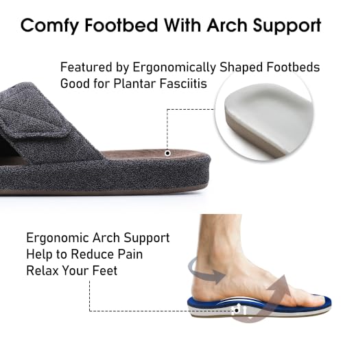 Image of House Slippers for Men Open Toe with Low Arch Support Rubber Sole