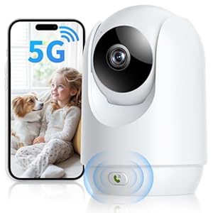 Misucu Wireless Camera Indoor, Cameras for Home Security 5G&2.4G WiFi, Pet/Baby Camera with Phone App, One-Click Call, Motion Tracking, Patrol, Pan/Tilt, 2-Way Talk, Work w/Alexa and Google Assistant