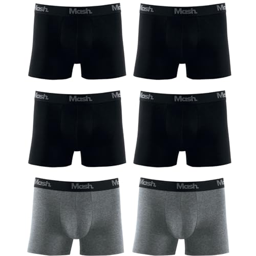 Kit 6 Cuecas Boxer Cotton Mash Elástico Exclusivo Masculino Adulto, 2 Cinza - 4 Preto, G
