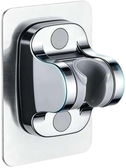 Adjustable Shower Head Holder, Strong Adhesive Wall Mount, No Drilling Handheld Bracket, Chrome Finish
