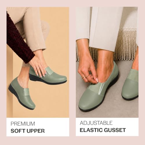 Image of FAUSTO Women Classic Formal Slip On Shoes | Platform Heel Shoe for Office Meeting Events | Easy Pull On Shoes with All Day Comfort