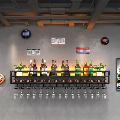AYVADA Botelleros de Pared industriales para Botellas de Vino, Botellero Colgante de Pared para Sala de Estar, Botellero de Pared para Restaurante Comercial, Portavasos de Vino de Bar Moderno, Gran