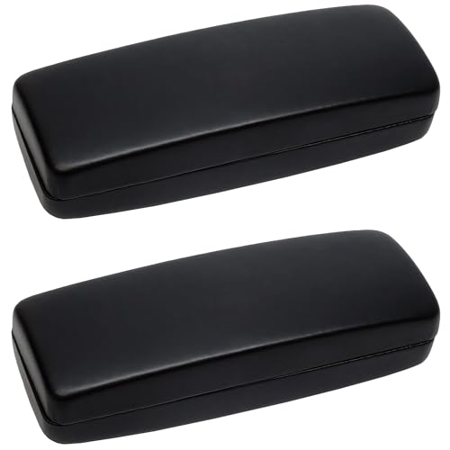 Image of Calabria S412 Extra Large Hard Shell Eyeglass Case - Black Snap Closure Glasses Case with Soft Felt Interior
