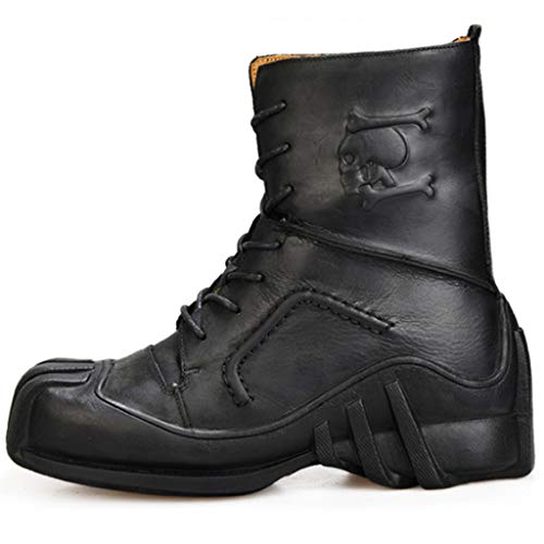 WERT Motorradstiefel Herren Ttouring Leder Motocross-Schutzstiefel Onroad-Stiefel Kurze Stiefeletten Motorrad-Reitstiefel Martin Boots,Black-47