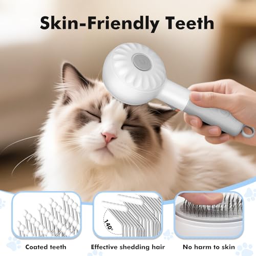 Image of Cat Steam Brush with 2 Steam Modes for Cats Dogs Shedding, Low Noise Pet Hair Brush with One Release Button Cool Mist for Indoor Cats
