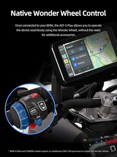 Image of CHIGEE AIO-5 Play for BMW Motorcycles, 3-Pin Interface, Plug-and-Play Smart Display with CarPlay & Android Auto, 60FPS Mode, IP68 Waterproof, Built-in GPS, Anti-Theft Alarm, Data Reading