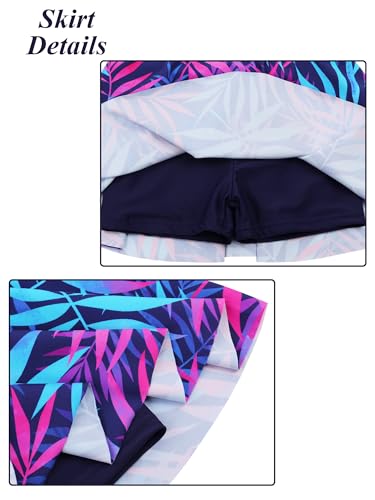 Image of Girls Rash Guard 2 Pieces Bathing Suit UPF50+ Swimsuit with Swimming Skirt Swimwear 2-14Y