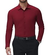 Lusead Men's High Stretch Dress Shirt Wrinkle Free Long Sleeve Slim Fit Business Casual Button Do...