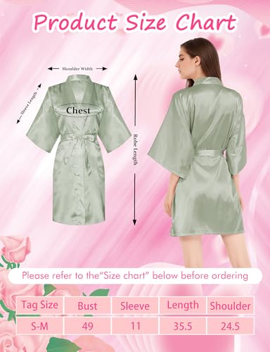 Image of 8 Pcs Bridesmaid Robe Sets Bride Silk Satin Robes Bridal Party Robes Short Getting Ready Outfits Wedding Sleepwear