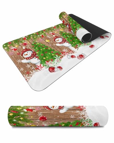 Debedcor Heat Proof Table Pads Waterproof Decorative, Wooden Christmas Snowman Non-Slip Table Countertop Protector, Xmas Tree Ball Pine Snowflake Insulation Mat for Kitchen Room, 40 x 12 Inches